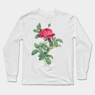 Red Rose Flowers with Green Leaves Long Sleeve T-Shirt